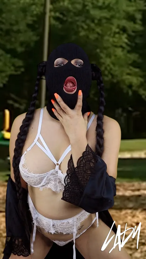Thick Brunette Trans Woman Strips Out of Her Lingerie Outdoors – photo 15 of 15