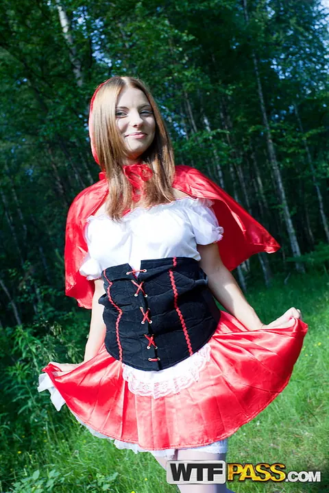 Lupe Burnett: Redhead in Costume Sucks Cock and Takes Anal Outdoors – photo 1 of 16