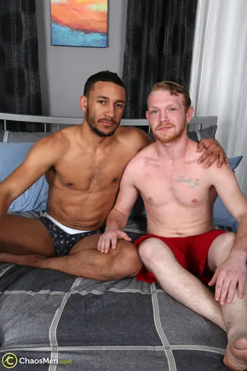 Two Hairy Men Suck and Fuck in an Interracial Bedroom Session