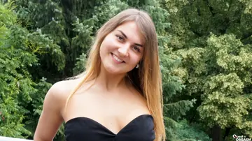 European Brunette Masturbates with Toys Outdoors