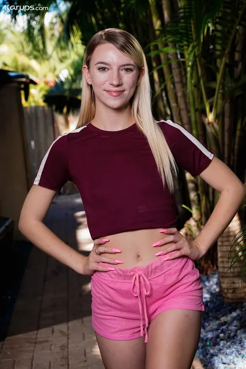 Jayden Black: Slim Blonde PAWG Fingers Her Shaved Pussy Outdoors – photo 2 of 18