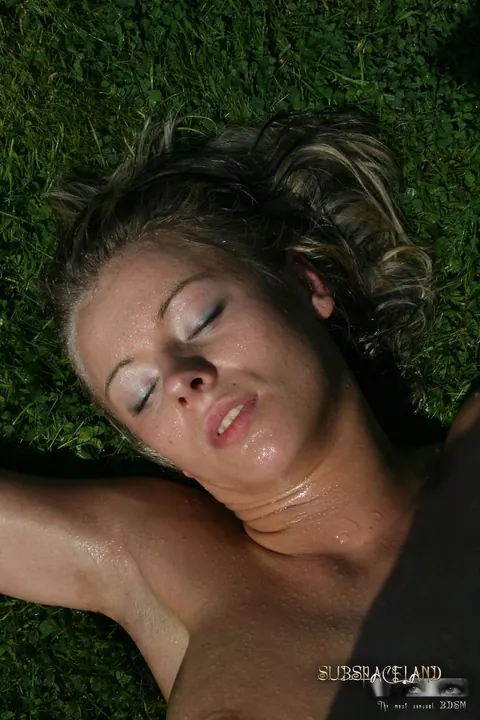 Blonde in Glasses Bound and Sucks Cock in the Forest – photo 9 of 20