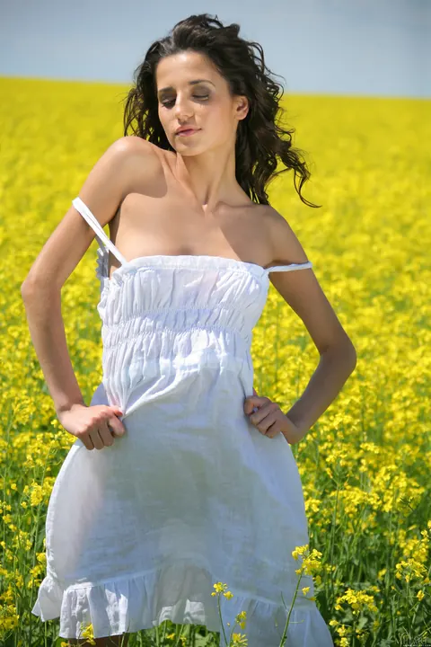 Curly Brunette Strips Out of Her Dress – photo 6 of 21