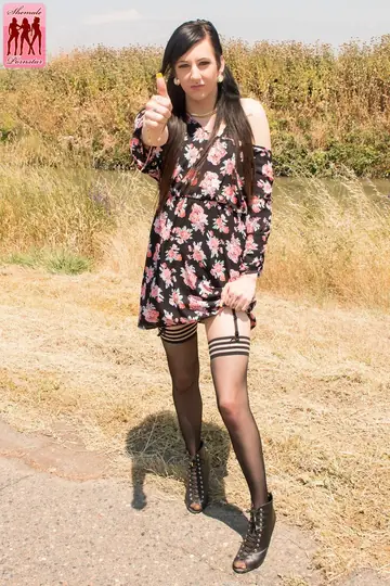 Trans Woman in a Dress Strokes Her Partner to Cum Outdoors