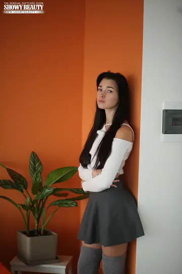 Brunette PAWG Strips Out of Her Skirt and Boots