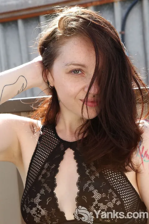 BeeBee Gunn: Pale Brunette Strips Out of Her Lingerie and Fingers Herself Outdoors – photo 3 of 17