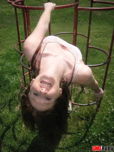 Redhead Bares Her Breasts and Spreads on Playground – photo 5 of 12