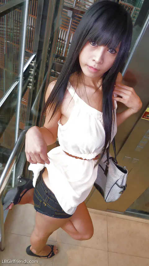 Asian Trans Woman in Heels Eats Cotton Candy and Poses Nude – photo 7 of 16