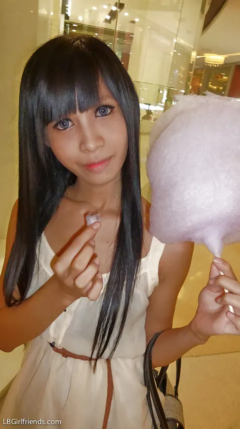 Asian Trans Woman in Heels Eats Cotton Candy and Poses Nude – photo 4 of 16