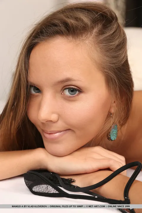 Mango A: Thick European Brunette Removes Her Thong on the Bed – photo 8 of 18