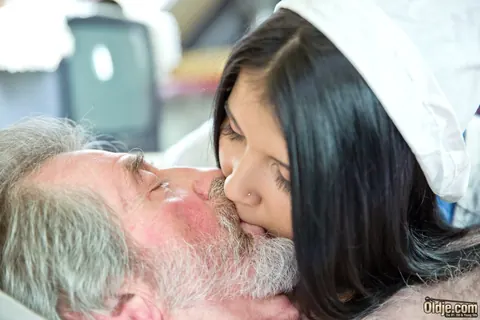Lady Dee: Tall Czech Brunette Nurse Rides an Old Man in the Bedroom – photo 9 of 20