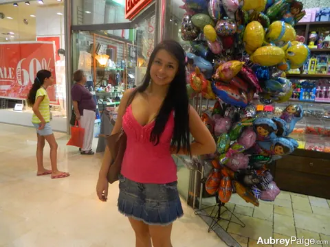 Aubrey Paige: Brunette Bares Her Big Natural Tits in Public – photo 1 of 15