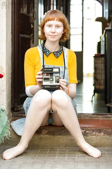 Thick Pale Redhead Spreads Her Hairy Pussy on the Patio