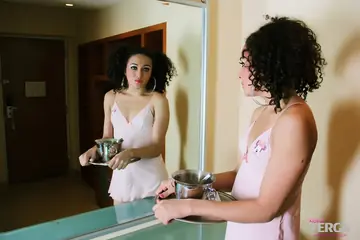 Trans Woman Poses in Stockings Showing Her Body