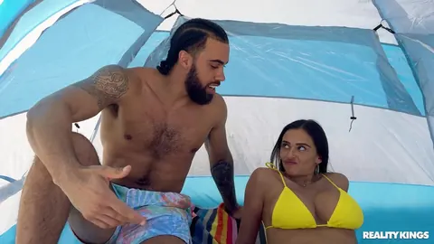 Armani Black: Busty MILF in a Bikini Takes Interracial Anal on the Beach – photo 3 of 21
