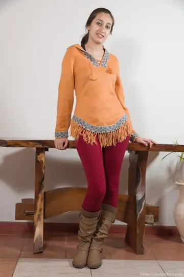 Vilma – Brunette Shows Her Hairy Bush and Small Natural Tits