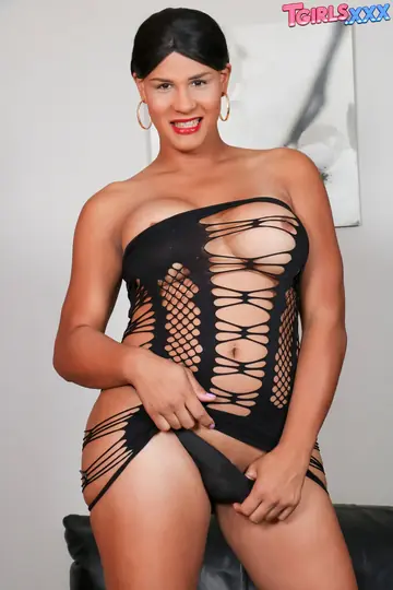 Latina Trans Woman Strips and Shows Her Curvy Body