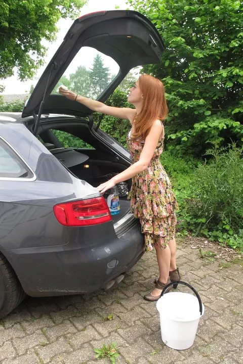 German Redhead Fingers Herself and Fucks in a Public Car – photo 2 of 20