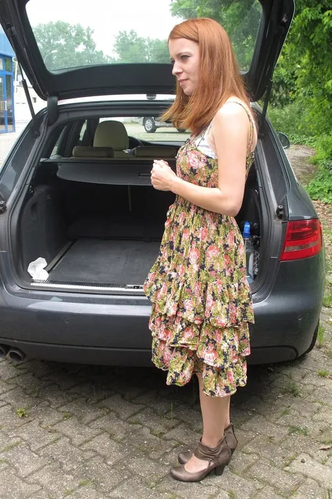German Redhead Fingers Herself and Fucks in a Public Car – photo 5 of 20