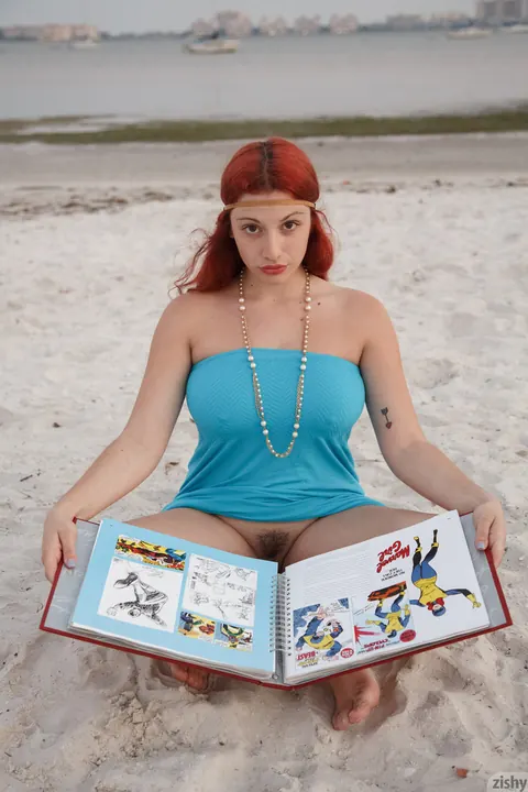 Gina Rosini: Busty Redhead Flashes Her Hairy Pussy Outdoors in a Dress – photo 6 of 11