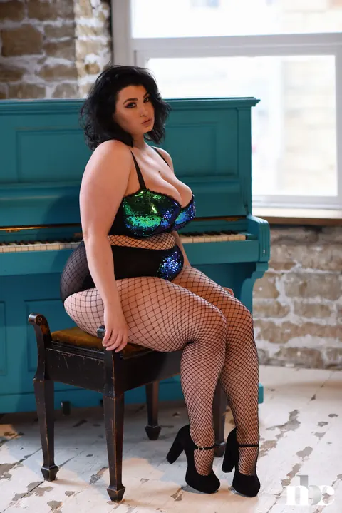 Mature BBW Strips Out of Her Fishnet Lingerie Showing Her Big Tits – photo 1 of 21
