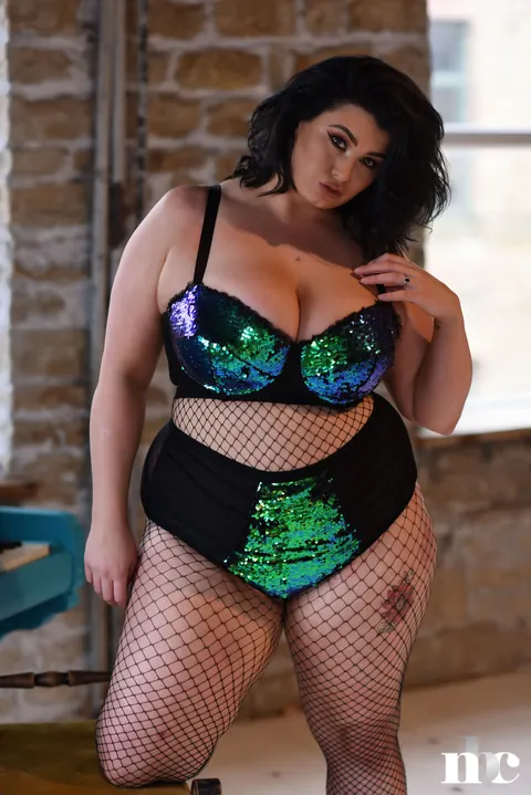 Mature BBW Strips Out of Her Fishnet Lingerie Showing Her Big Tits – photo 6 of 21