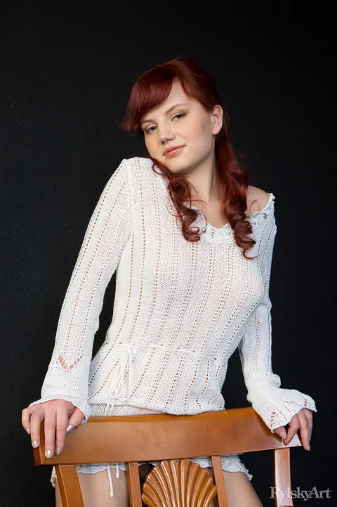 European Redhead in Socks Shows Off Her Big Tits and Nipples – photo 1 of 16