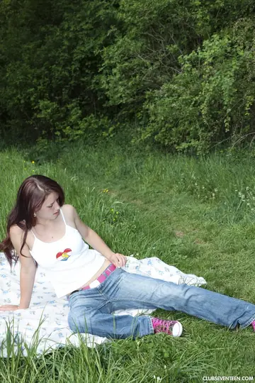 European Woman Strips Nude and Poses for Camera