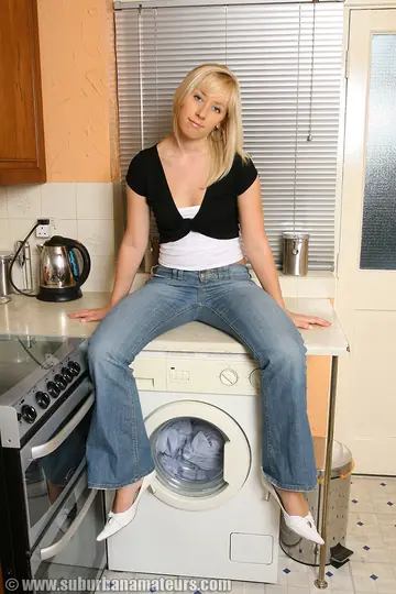 Karlie Simon – Petite British Blonde Strips Out of Her Jeans and Fingers Her Pussy