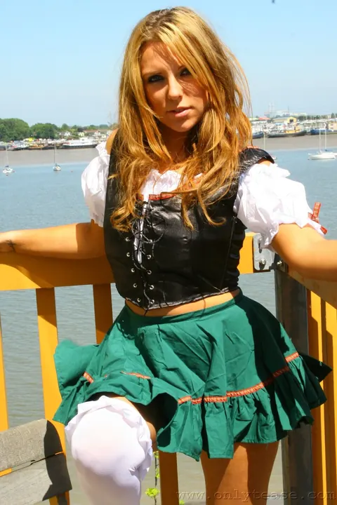 Daryl M: Busty Brunette in a Skirt and Heels Spreads Outdoors – photo 1 of 21