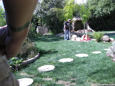 Cayden: Blonde MILF Sucks and Fucks Outdoors in a Threesome – photo 1 of 21