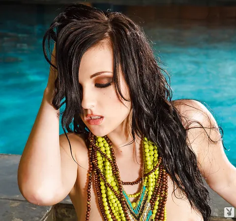 Kaya Danielle: Busty Brunette Strips Off Her Panties by the Pool – photo 16 of 16