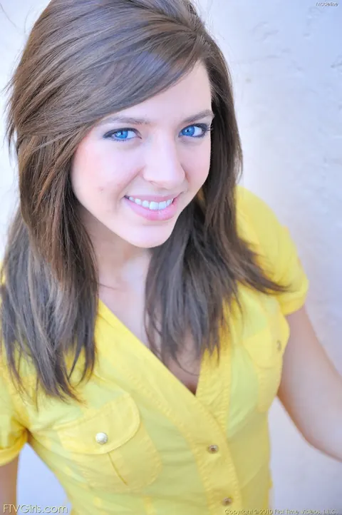 Brunette Strips Out of Her Yellow Dress and Spreads – photo 17 of 21
