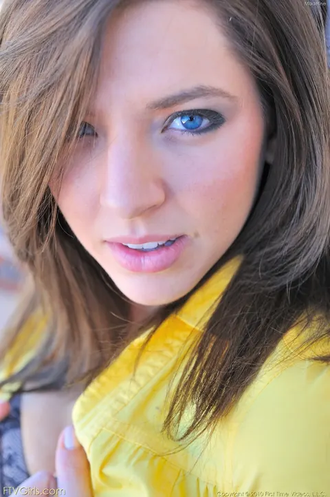 Brunette Strips Out of Her Yellow Dress and Spreads – photo 21 of 21