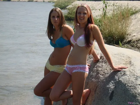 Two Women Kiss in Panties Outdoors in Lesbian Embrace – photo 6 of 21