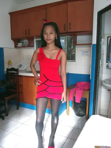Filipina Beauty Strips Out of Her Dress and Spreads on the Bed