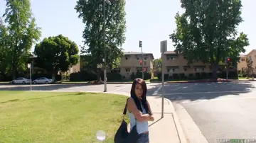 Slim Latina Gives a Blowjob and Takes It Doggy Style Outdoors