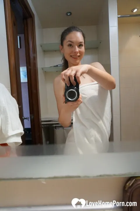 Slim Brunette PAWG Takes a Mirror Selfie in Panties and Socks – photo 15 of 20