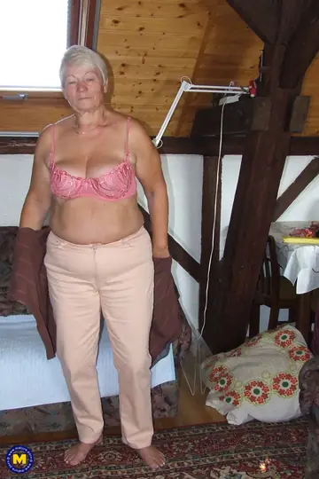 Busty Blonde MILF in Panties Spreads Her Hairy Pussy