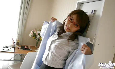 Sayumi: Asian Doctor in Glasses Reveals Her Big Tits Outdoors – photo 10 of 15