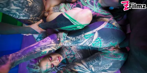 Anuskatzz: Two Tattooed Brunettes Submit to Interracial Bondage Foursome with Anal – photo 1 of 20