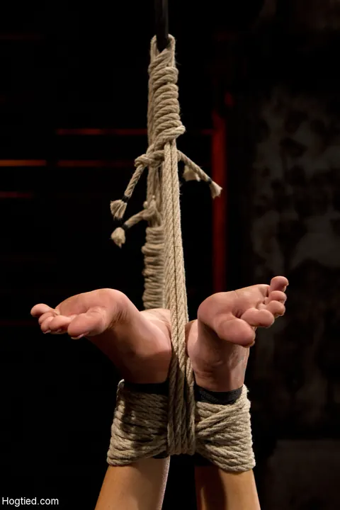 Rene Phoenix: Slim Blonde in Heels and Jeans Hogtied with a Dildo – photo 4 of 21