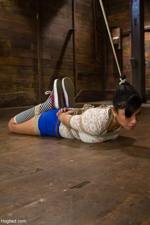 Beretta James: Skinny Latina in Shorts and Socks Gets Bound and Toyed – photo 4 of 20