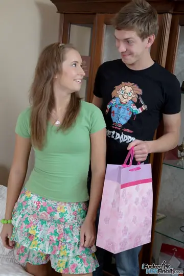 Nikky B – Petite Redhead in a Skirt and Socks Takes a Facial and Swallows