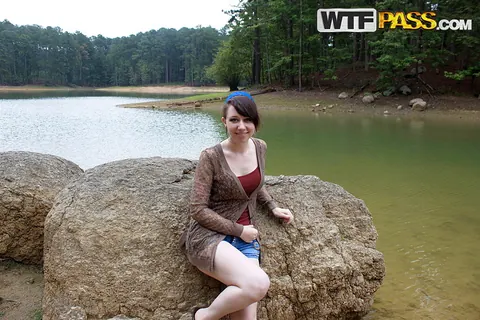 Dakota Charms: Pale European Brunette Sucks and Fucks in the Forest – photo 2 of 16