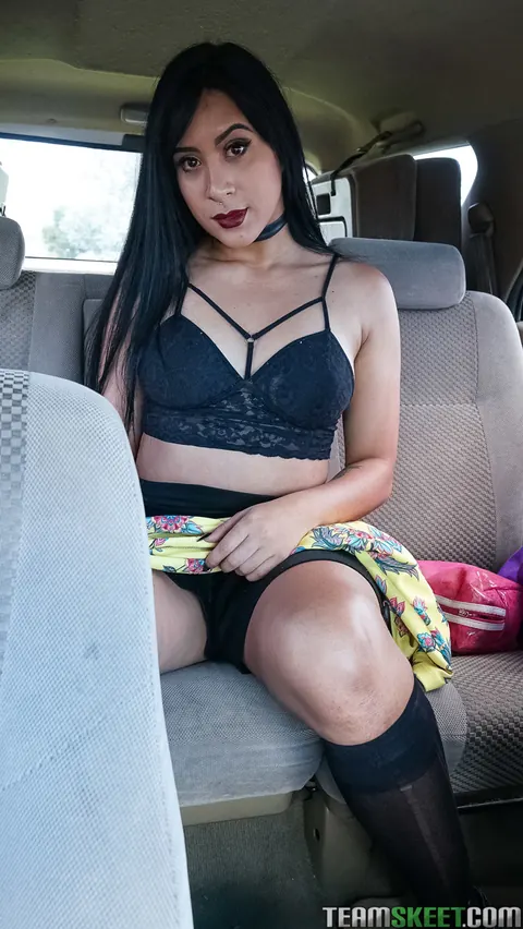 Anette Rios: Brunette Latina Spreads Her Pussy on the Sofa – photo 1 of 17