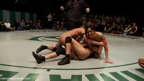 Ariel X: Busty Asian and Small-Titted Latina Lesbian Wrestle and Lick Outdoors – photo 7 of 21
