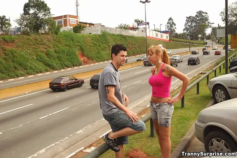 Busty Latina Trans Woman Fucks Bareback Outdoors – photo 1 of 16