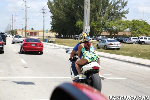 Belle Sparkles: Redhead Latina Sucks Cock and Takes Anal on a Motorcycle – photo 1 of 21