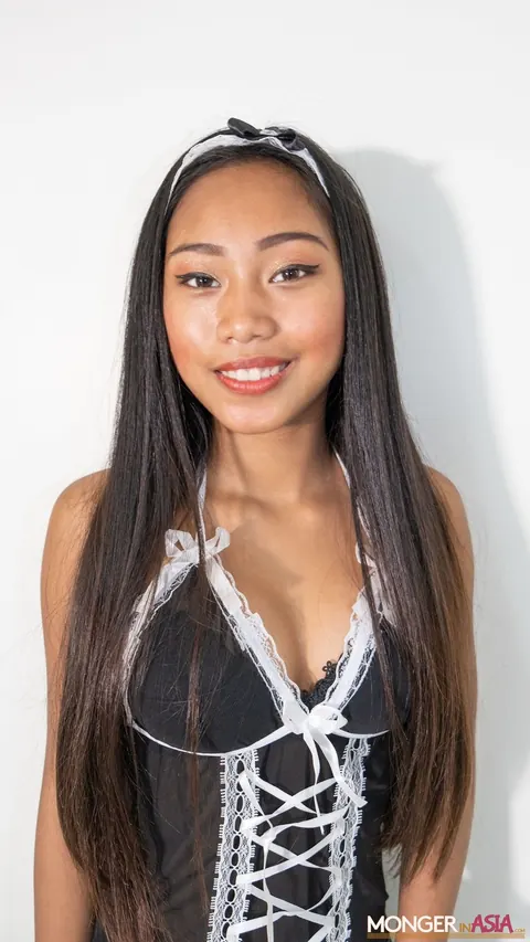 Skinny Asian Maid Strips to Heels and Spreads – photo 2 of 16